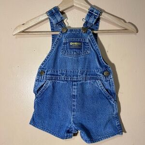 Vtg Oshkosh B’Gosh Denim Short Overalls Vestbak 18 Months Made in USA